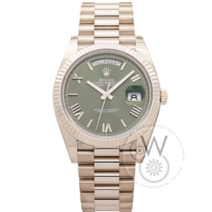 ROLEX. Day-Date. Olive Green Dial Pre-owned watch